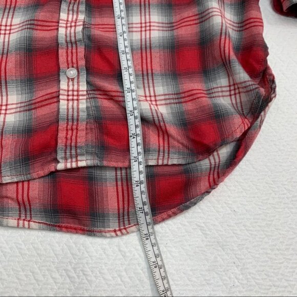 𝅺american Eagle♥️Amazingly Soft Boyfriend Shirt Red Plaid Sz Xs - Picture 8 of 9